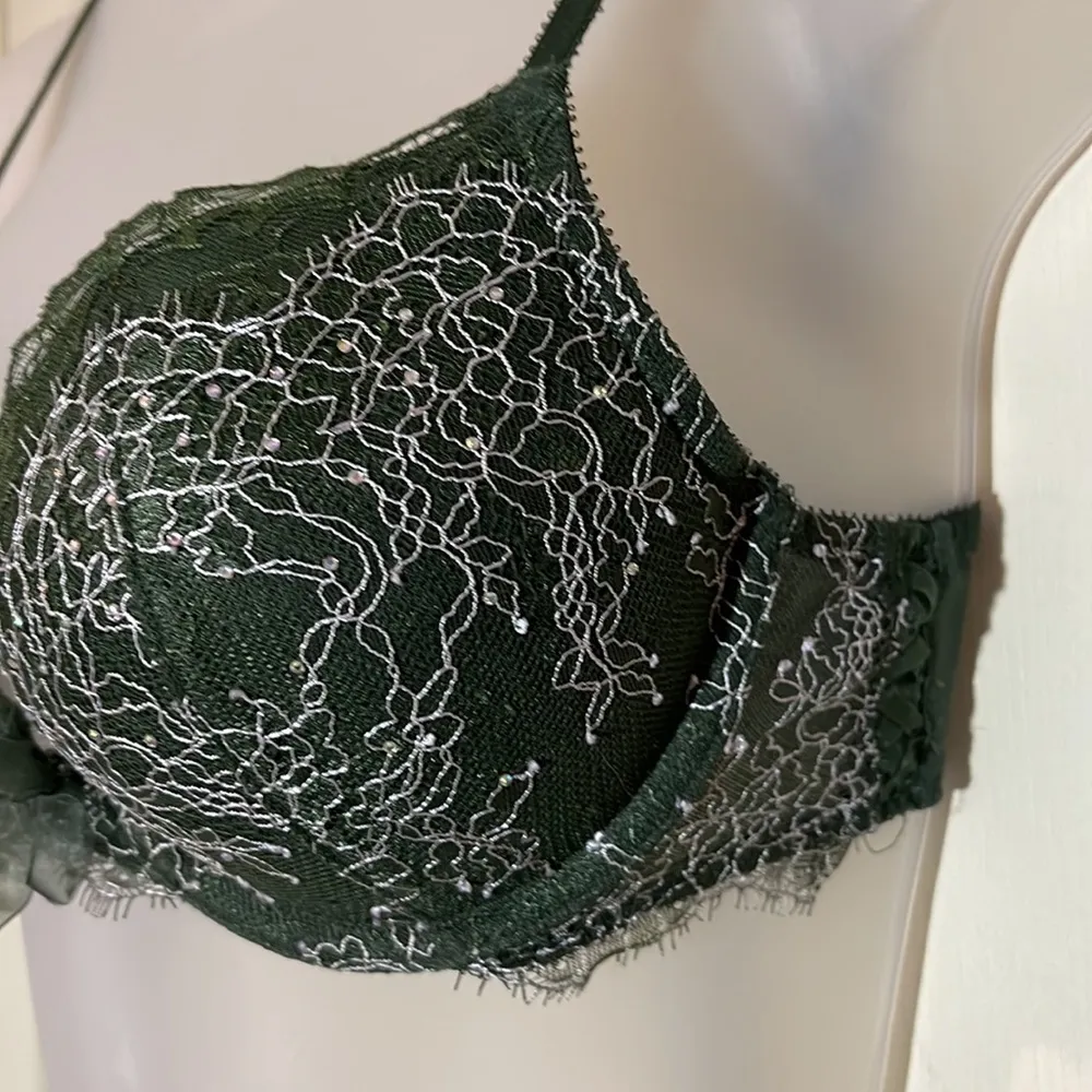 Victoria's Secret Dream Angels Push Up Bra Dark Green Lace Overlay 32D - Image 6