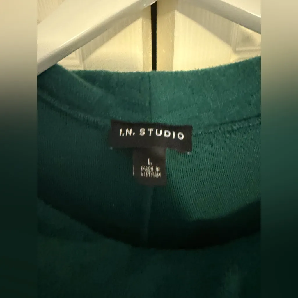 I.N. Studio Emerald Green Cowl Neck Oversized Sweater Flowy Top Size Large - Image 5