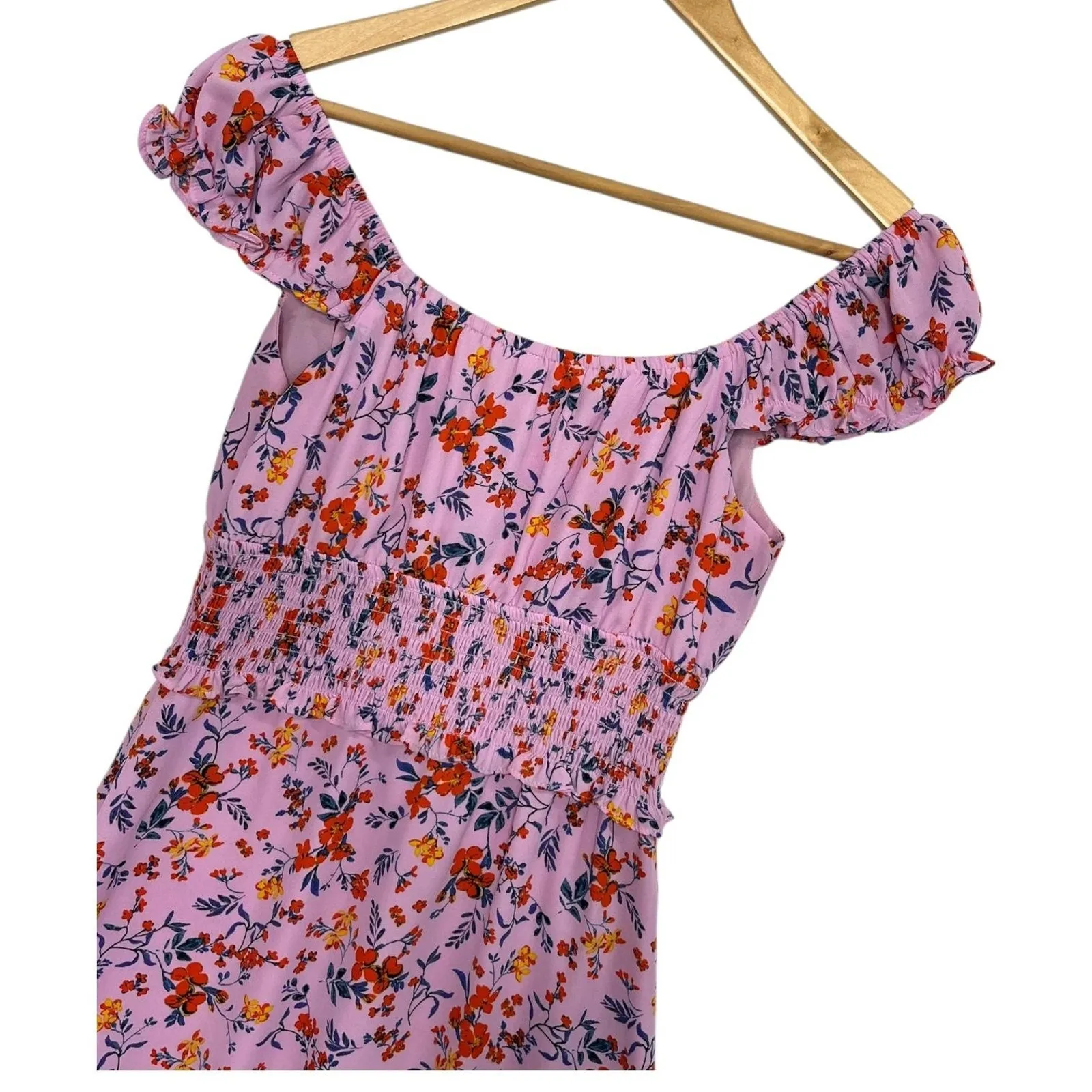 Buddy Love Dress Womens Small Purple Floral Garden Party Ruffle Smocked Coquette - Image 10