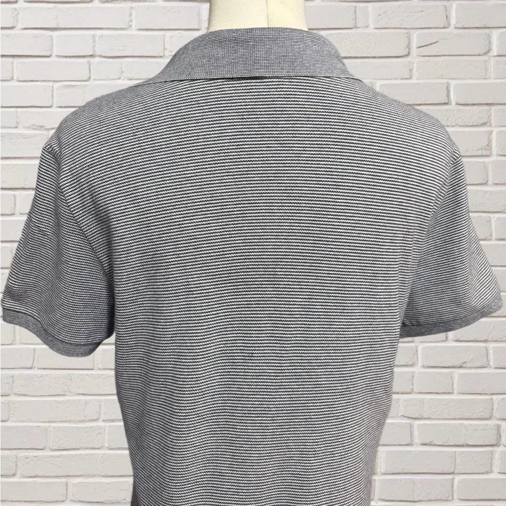 Lacoste Slim Fit Polo Dress Navy White Stripe Tennis Preppy Size 40 US M - Image 4