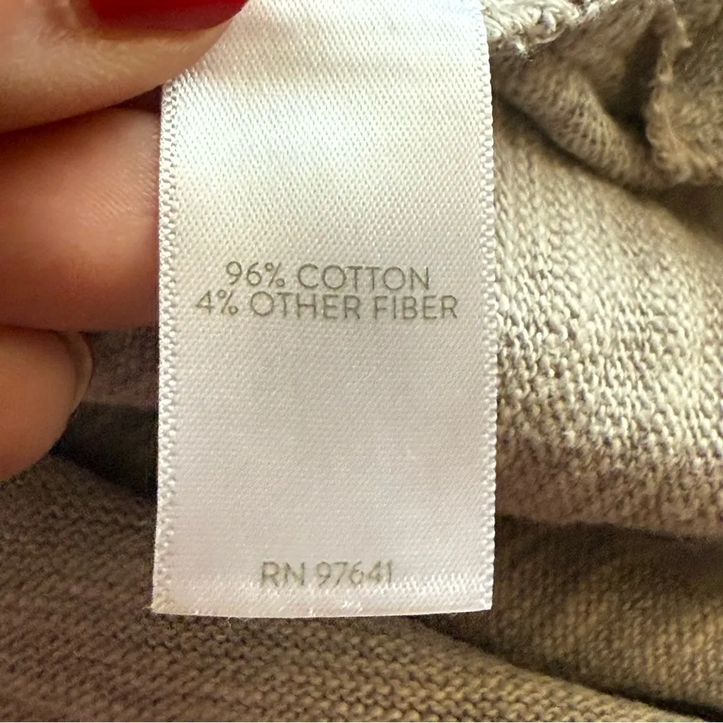 Pure Jill Gray Cotton Blend Sweater Medium Petite V-Neck Natural Organic Neutral - Image 6