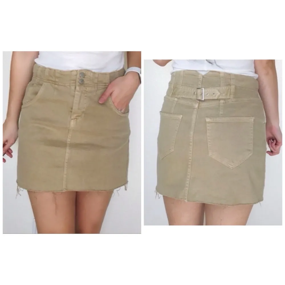 Free People Tan Mini Skirt back buckle Size 6 - Image 2