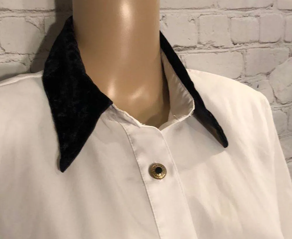 Vintage City Girl Button Down Shirt Velvet Collar Size 10 - Image 4