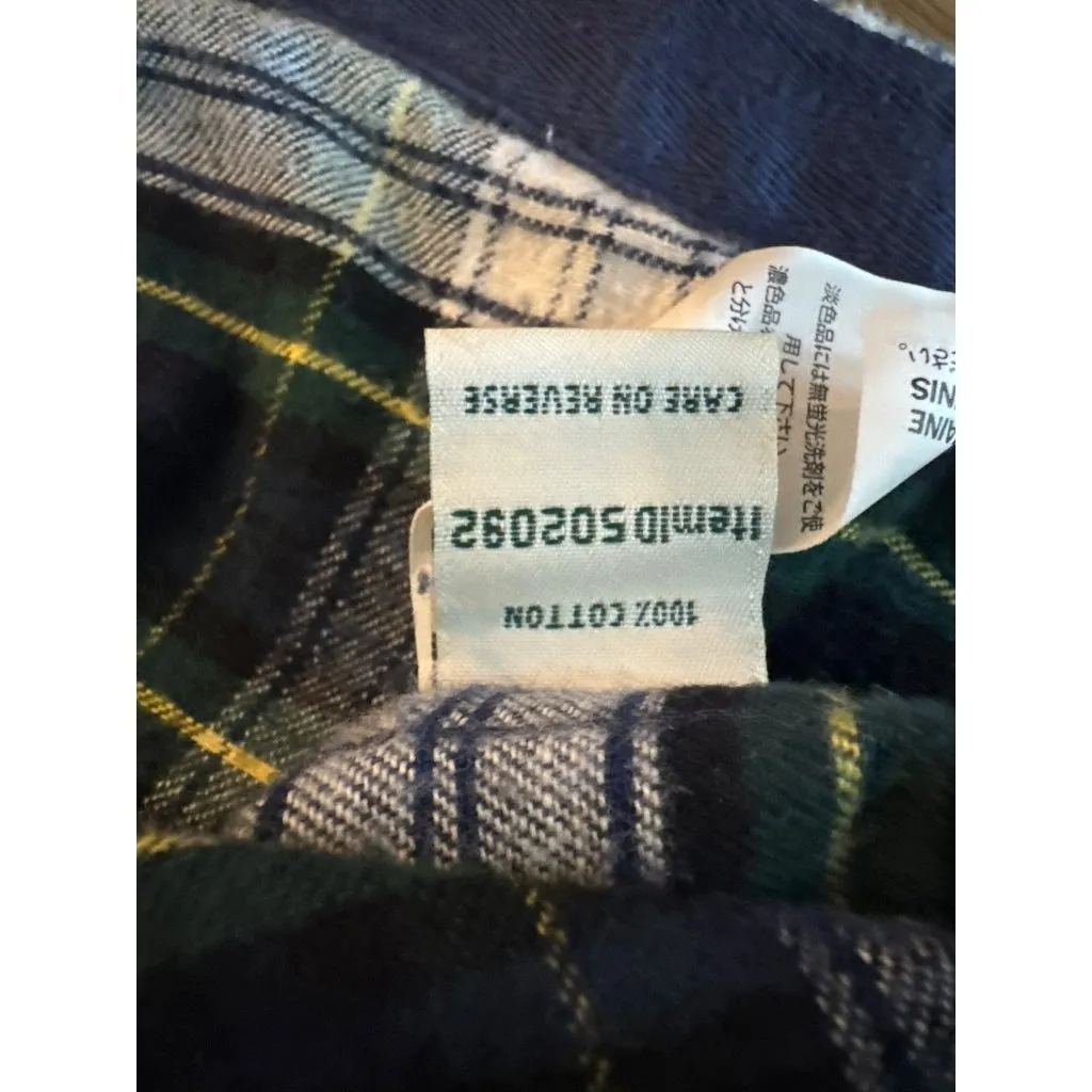 L.L. Bean Womens Scotch Plaid Flannel Shirt Large Zip Hoodie Jacket Tartan Blue - Image 6