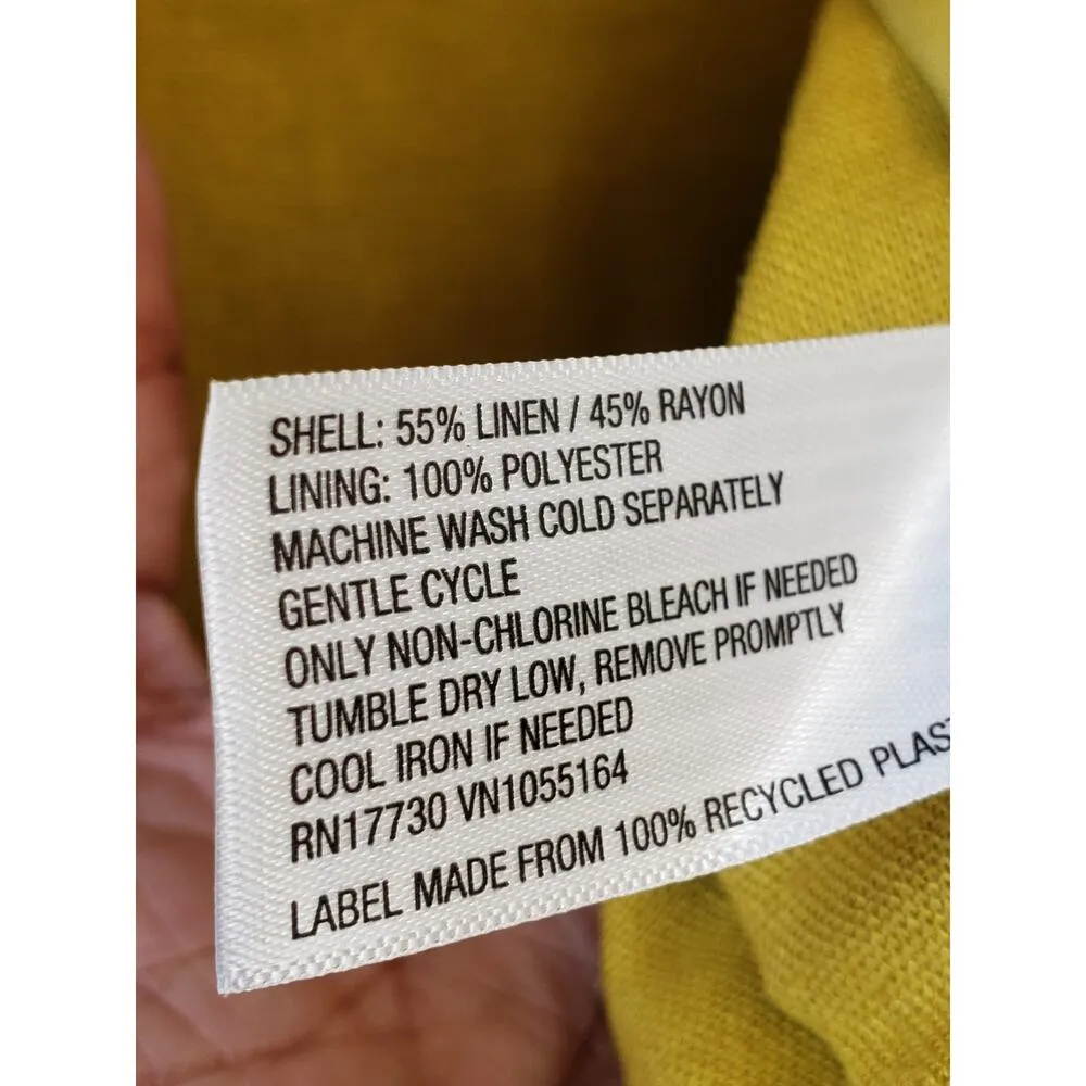 A New Day Blazer Jacket Womens 2X Yellow Linen Single Breasted Notch Lapel - Image 7