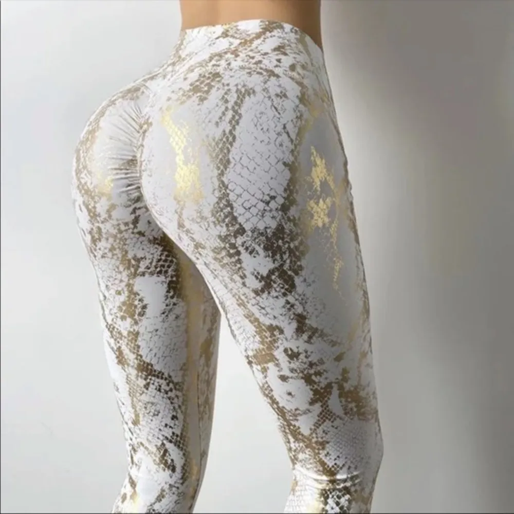Scrunch Bum Metallic Foil Leggings Snakeskin - Image 15