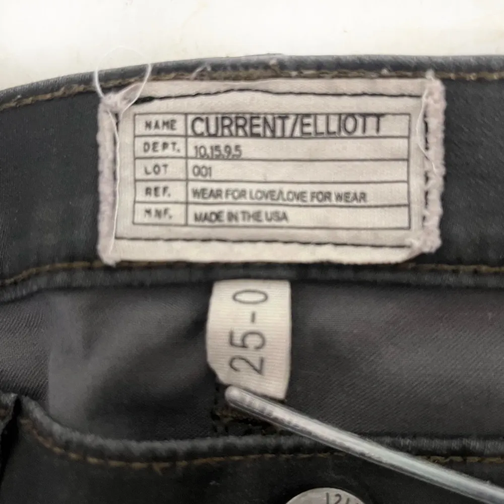 CURRENT ELLIOTT The Soho Zipped Stiletto Jeans Grey Coated Retro Skinny Size 25 - Image 7