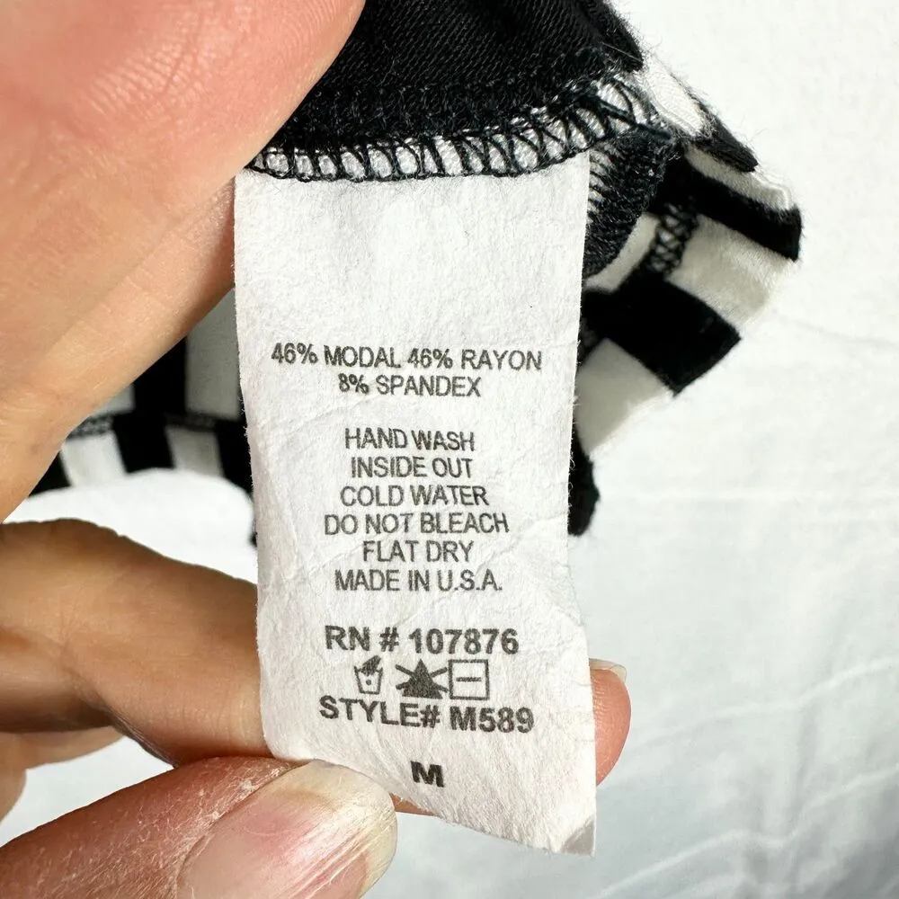 Comfy USA Modal Blend Vertical Stripe Tunic Size Medium Jersey Knit Lagenlook Black - Image 4