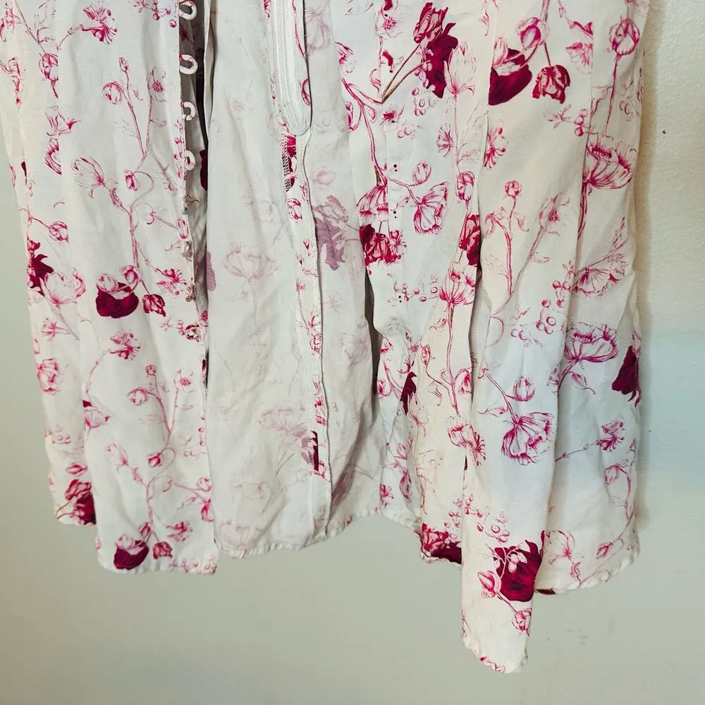 CHELSEA AND WALKER Women's White Pink Floral Button Front Mini Dress Size 4 - Image 7