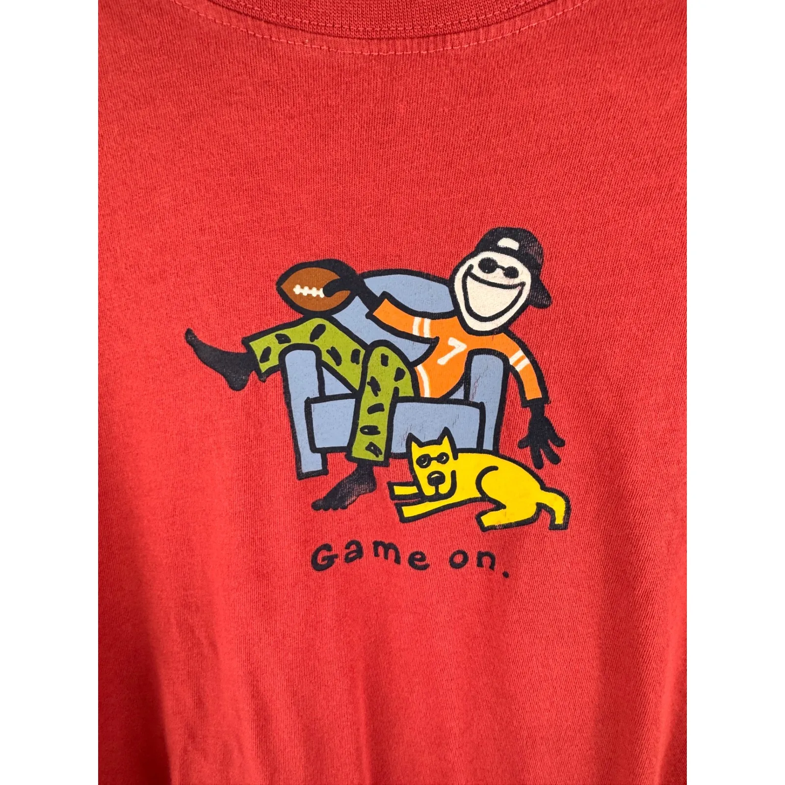Life is Good‎ Game On Football Dog Graphic T Shirt Womens Size Small Red Cotton - Image 2