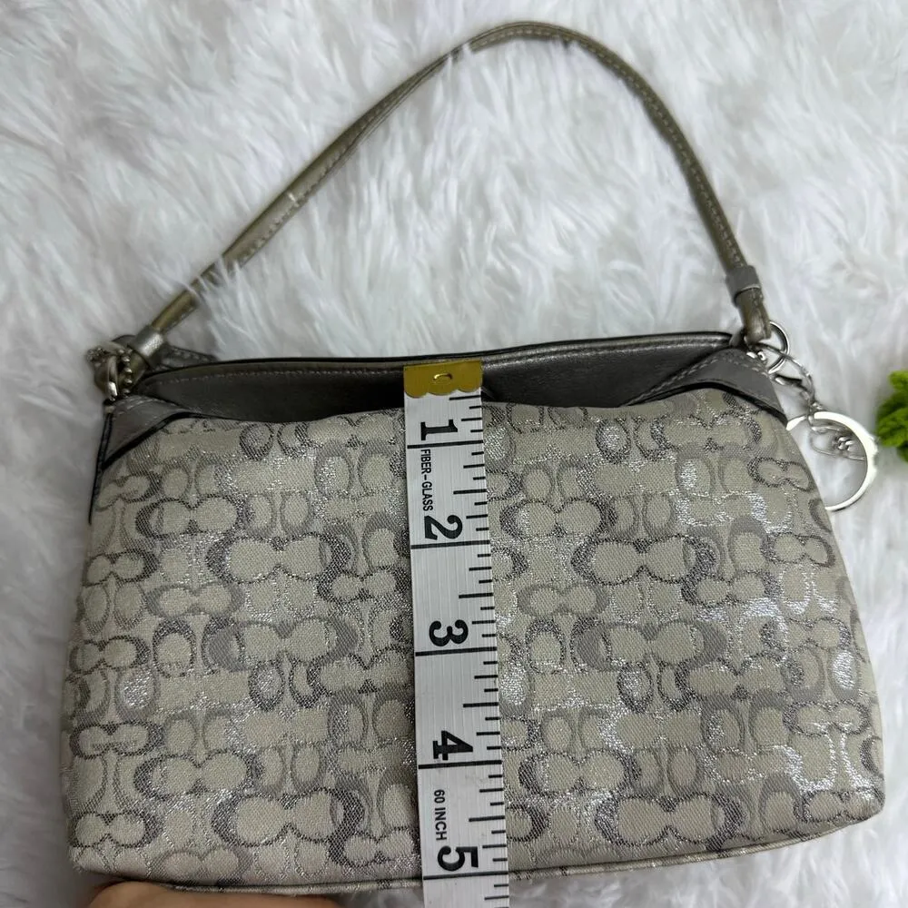 y2k COACH Silver Gray Signature Canvas Mini Purse / Wristlet - Image 13