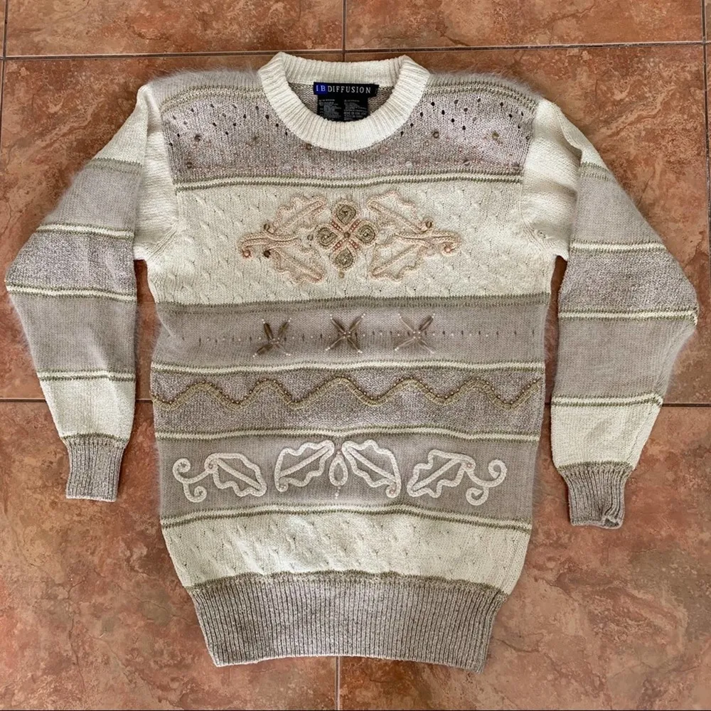 Vintage IB Diffusion Embellished Silk Sweater Women's S - Image 8