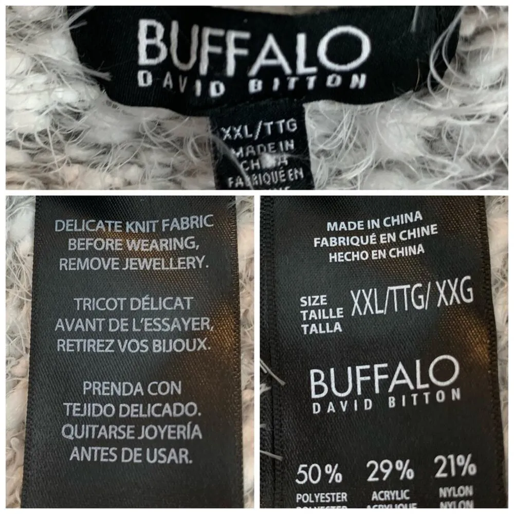 Buffalo David Bitton Women's Mohair White Eyelash Fuzzy Sweater Size XXL Plus - Image 11