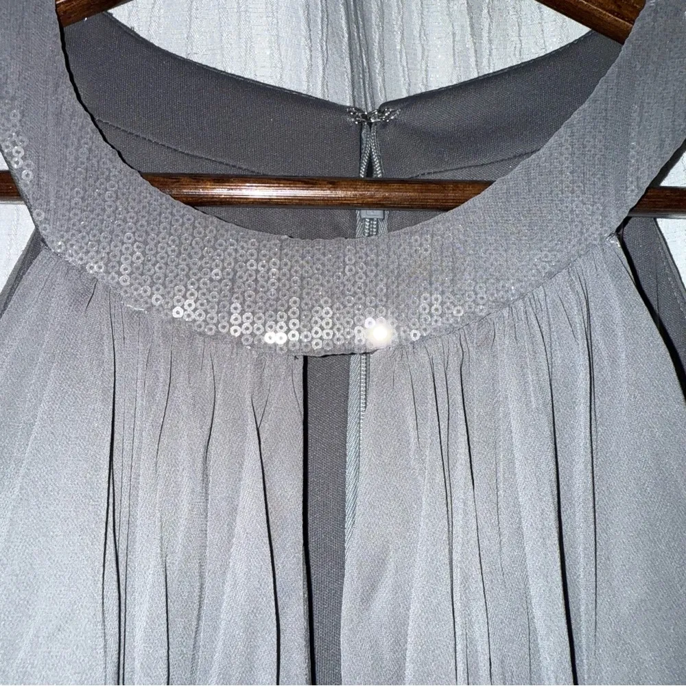 Dessy Collection Gray Halter Maxi Gown Formal Size 4 - Image 3