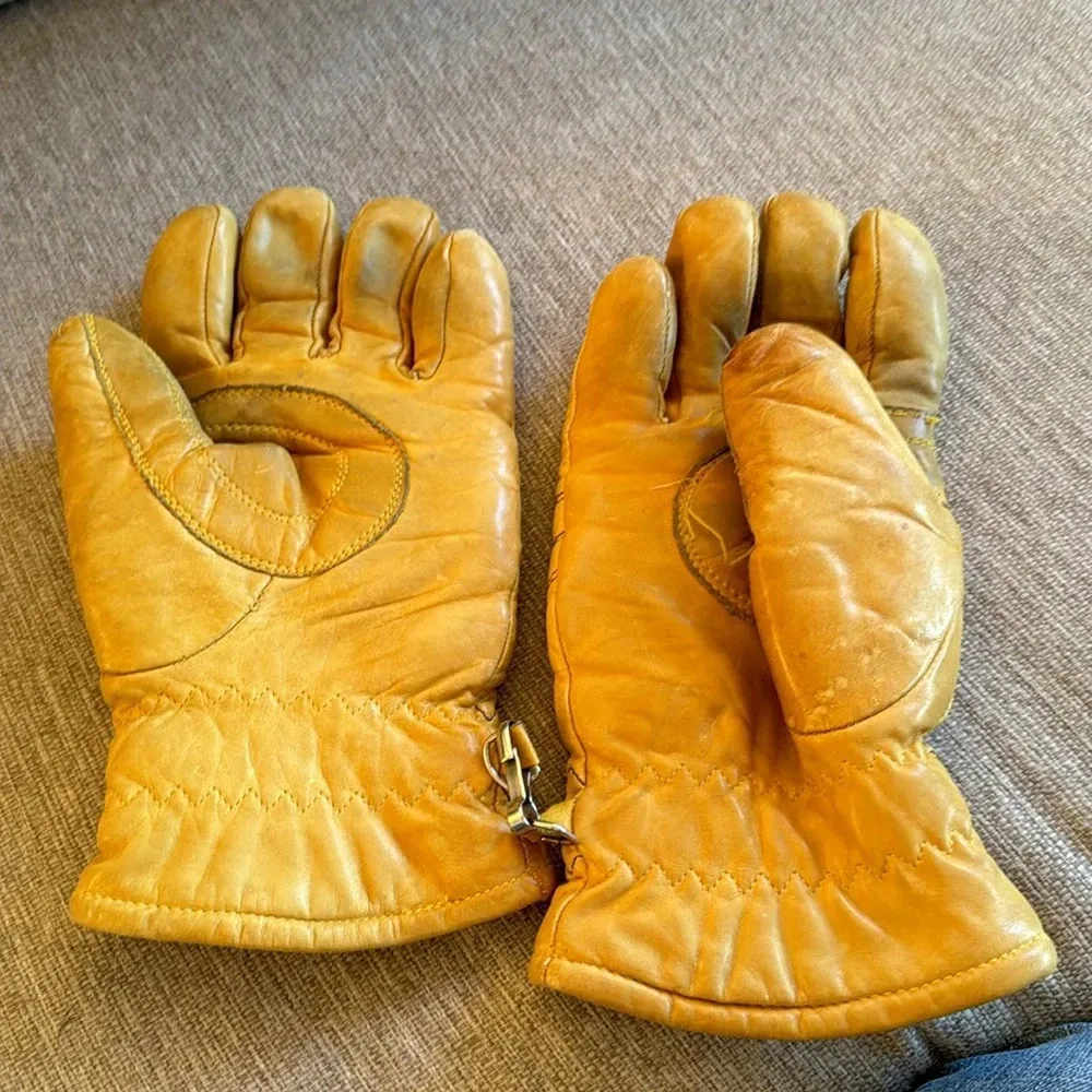 Super cool yellow real leather gloves - Image 2