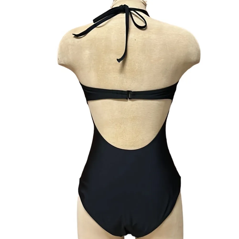 Old Navy Swimsuit Black One Piece Halter M Medium - Image 2