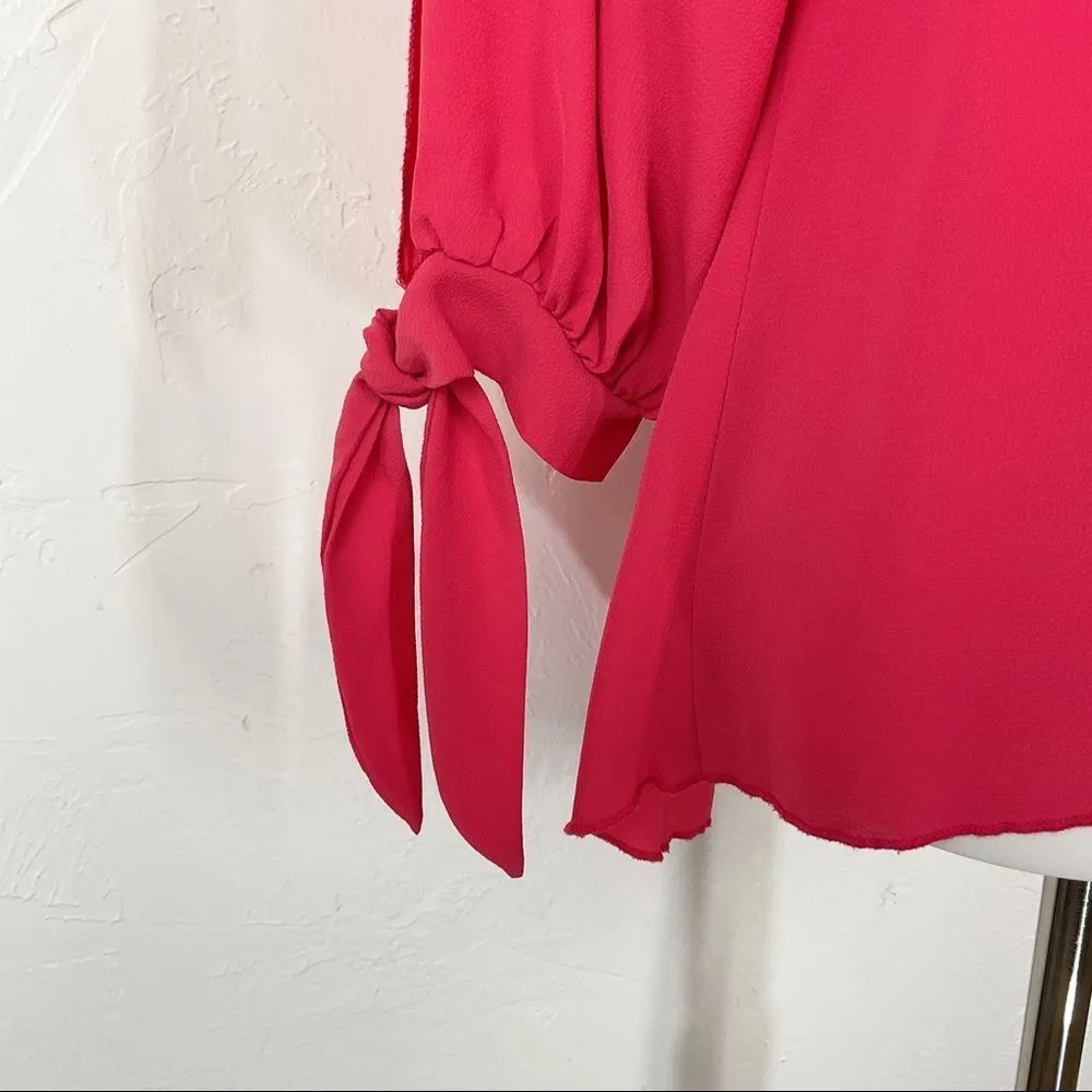 Mahina Light Red Cold Shoulder Long Sleeve Top Small - Image 2