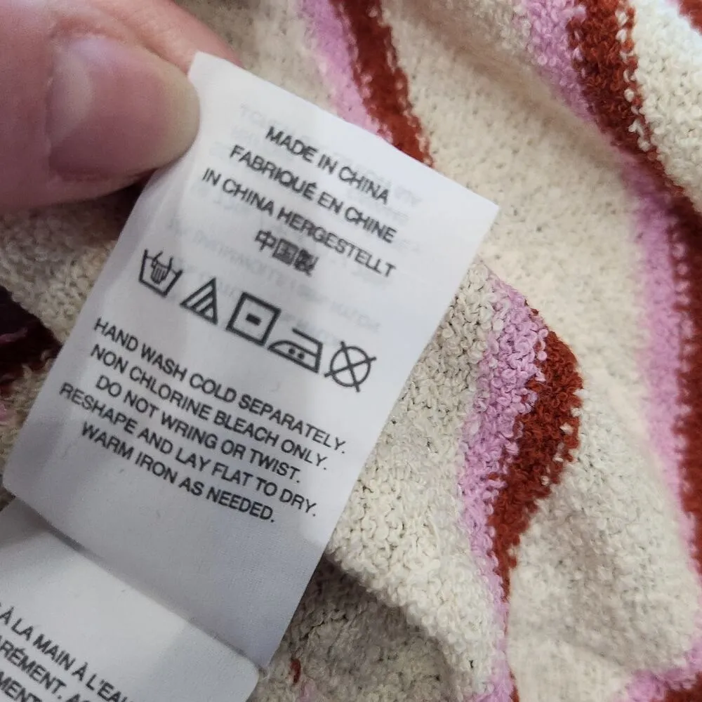 Madewell Striped Short Cap Sleeve Knit Casual Blouse Beige Red Size Small - Image 7