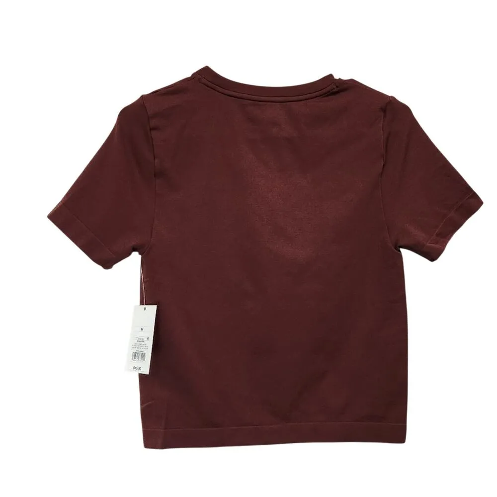 A New Day Brown Short Sleeve Tee Shirt Casual Top Stretchy Size Medium - Image 2