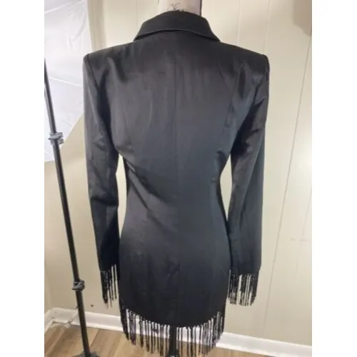 Latiste Black Double Brest Fringed Jacket Style Dress Fully Lined Sz Small NWTS - Image 8