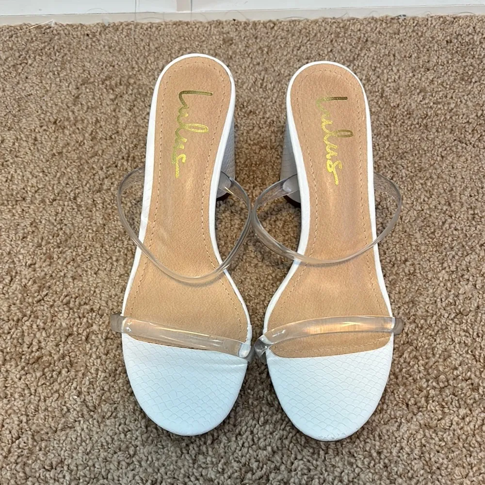 Lulus Dakyana White Snake Print High Heel Sandals Size 9 - Image 5