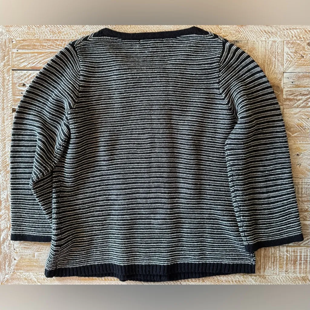 🖤Dressbarn Women’s Knit Cardigan Sweater Black & White Stripe🖤 ~small - Image 2