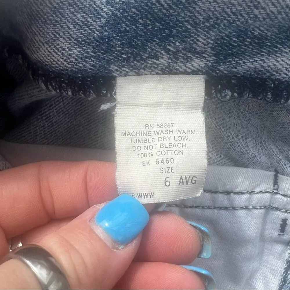 Vint 80s Congo Traders high rise acid wash cut off fray hem bareback Jean shorts Blue Size 25 - Image 4