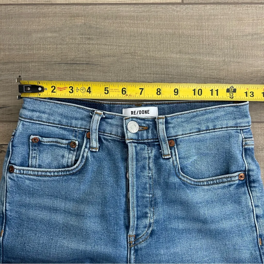 Re/done 70s Stove Pipe Rodeo Indigo With Hole Straight Leg Denim Jeans 24 - Image 9