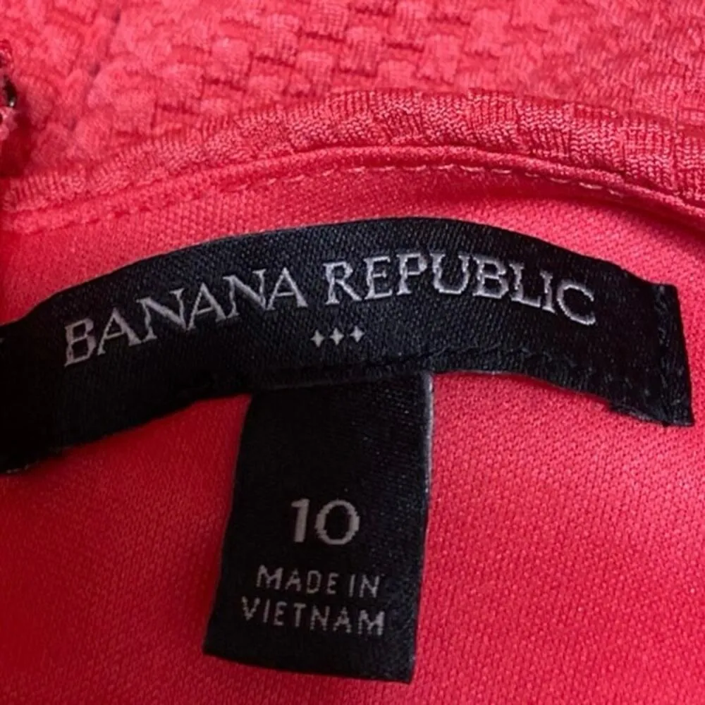 Banana Republic Red Textured Short Sleeve Mini A-Line Fit & Flare Dress Size 10 - Image 3