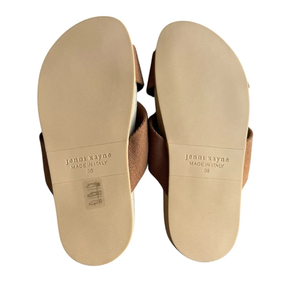 Jenni Kayne - NWOB Cotton Crossover Sandals Walnut Brown Slides Sz EU 36 - Image 7