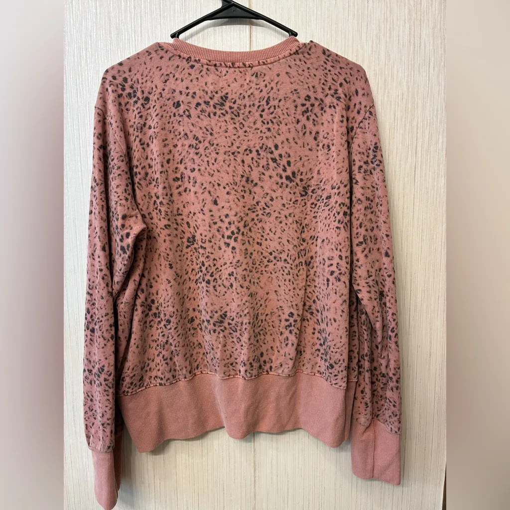 SUNDRY Pink Leopard Print Pullover Sweatshirt Size 3 Large Crewneck - Image 4