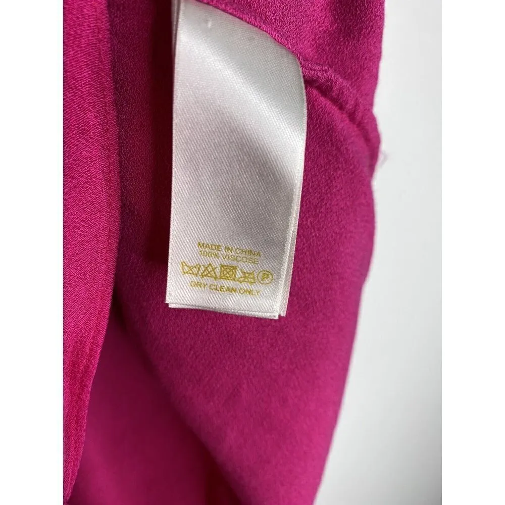 Kate Spade Blouse Size XS Women's Cap Short Sleeve V-Neck Hot Pink Viscose Top - Image 4