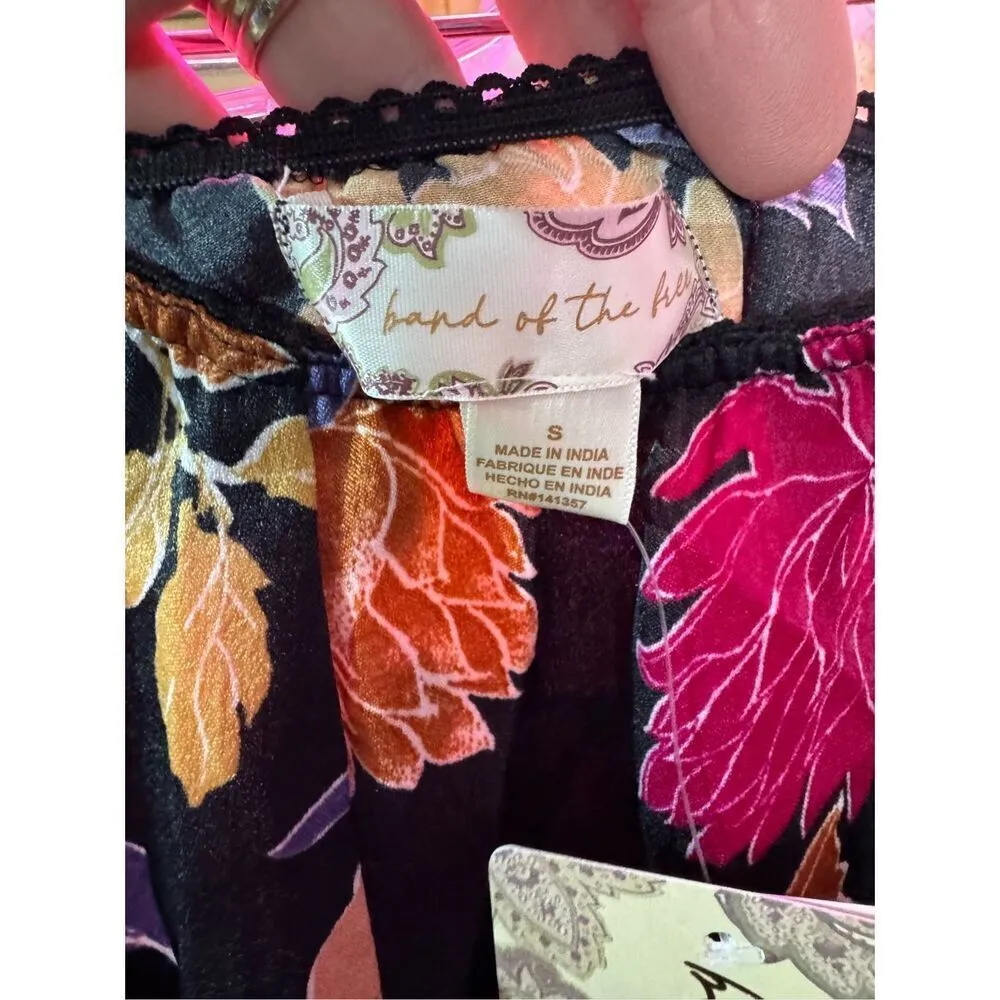 Band Of The Free Lilou Black Floral Slip Skirt Midi Size Small NWT - Image 4