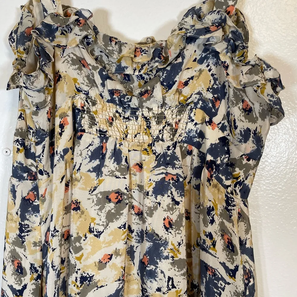 Moulinette Soeurs For Anthropologie Hydrangea Petals Maxi Floral Silk Dress Sz 6 - Image 5