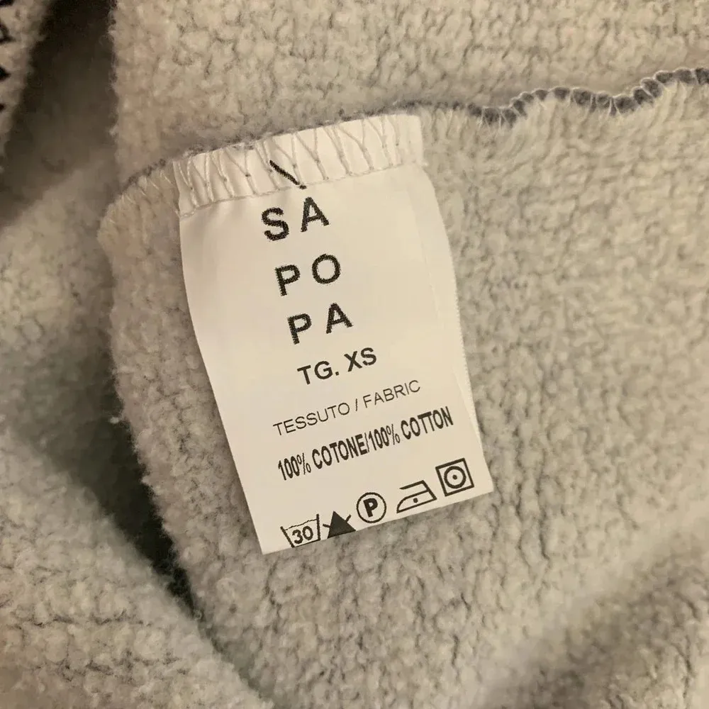 SÀPOPA Macramé Lace Trim Terry Sweatshirt in Gray‎ Gray Size XS - Image 12