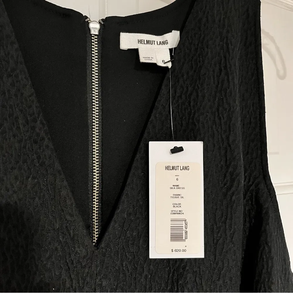 NWT Helmut Lang Silk Textured Black Dress Size 6 - Image 4