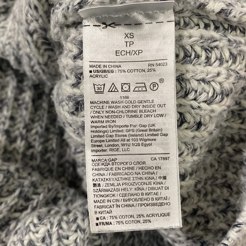 Gap lofty chainette navy marl yarn chubby knit Crewneck sweater size XS - Image 11