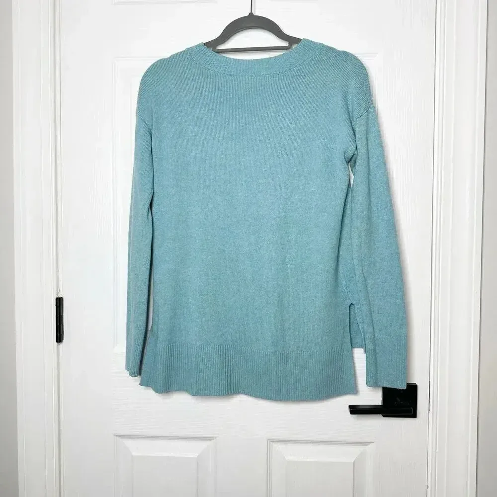 GAP XS Crazy Crew‎ Neck Tunic Aqua Long Sleeve Knit Sweater Wool Blend - Image 5