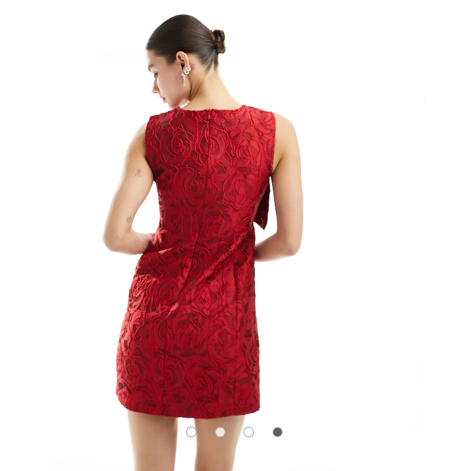 Sister Jane Tate Rose Jacquard Bow Mini Dress sz M Cherry Red NWT Size M - Image 11