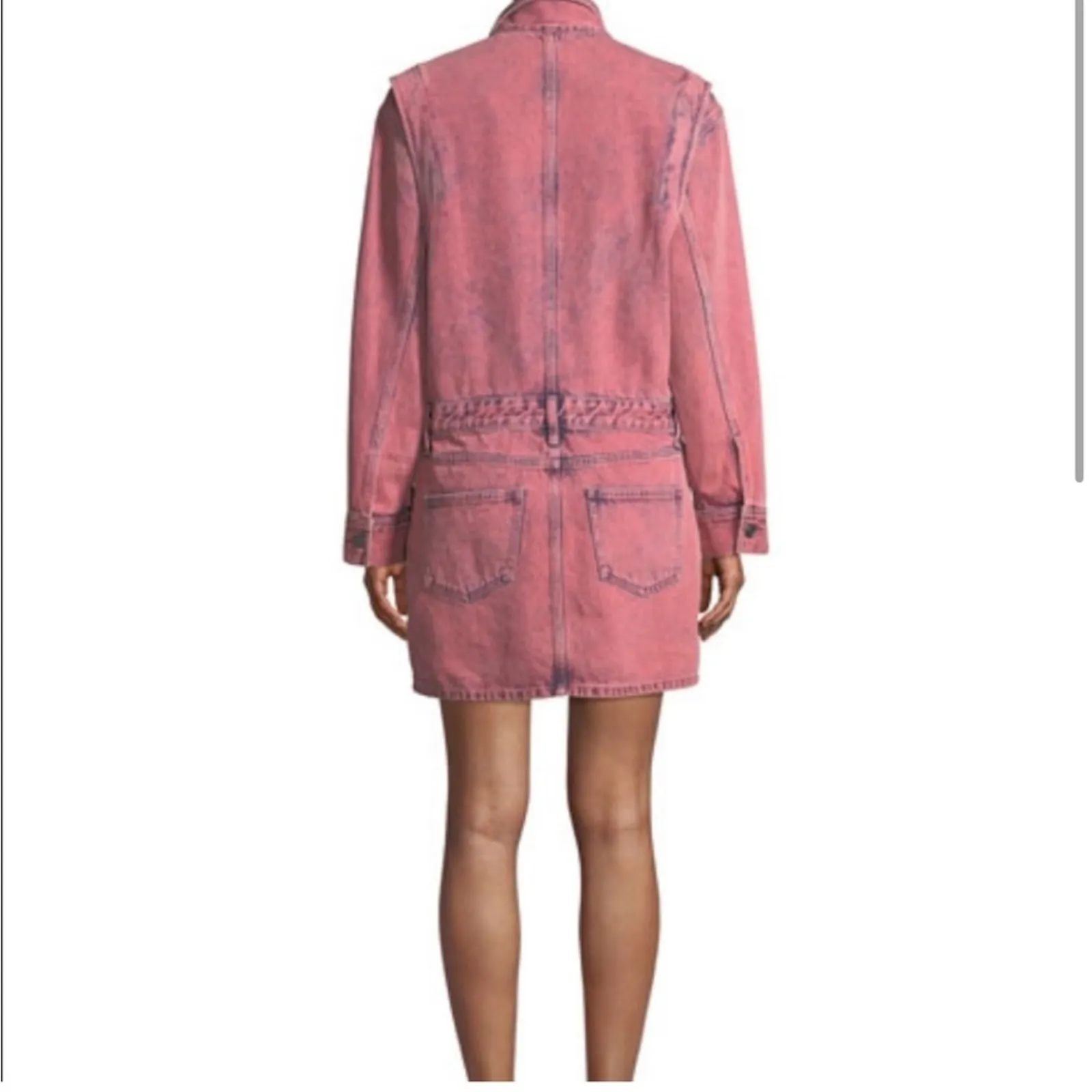 Current/Elliott The Jumpsuit Long Sleeve‎ Denim Dress in Acid Pink Size 2 - Image 2