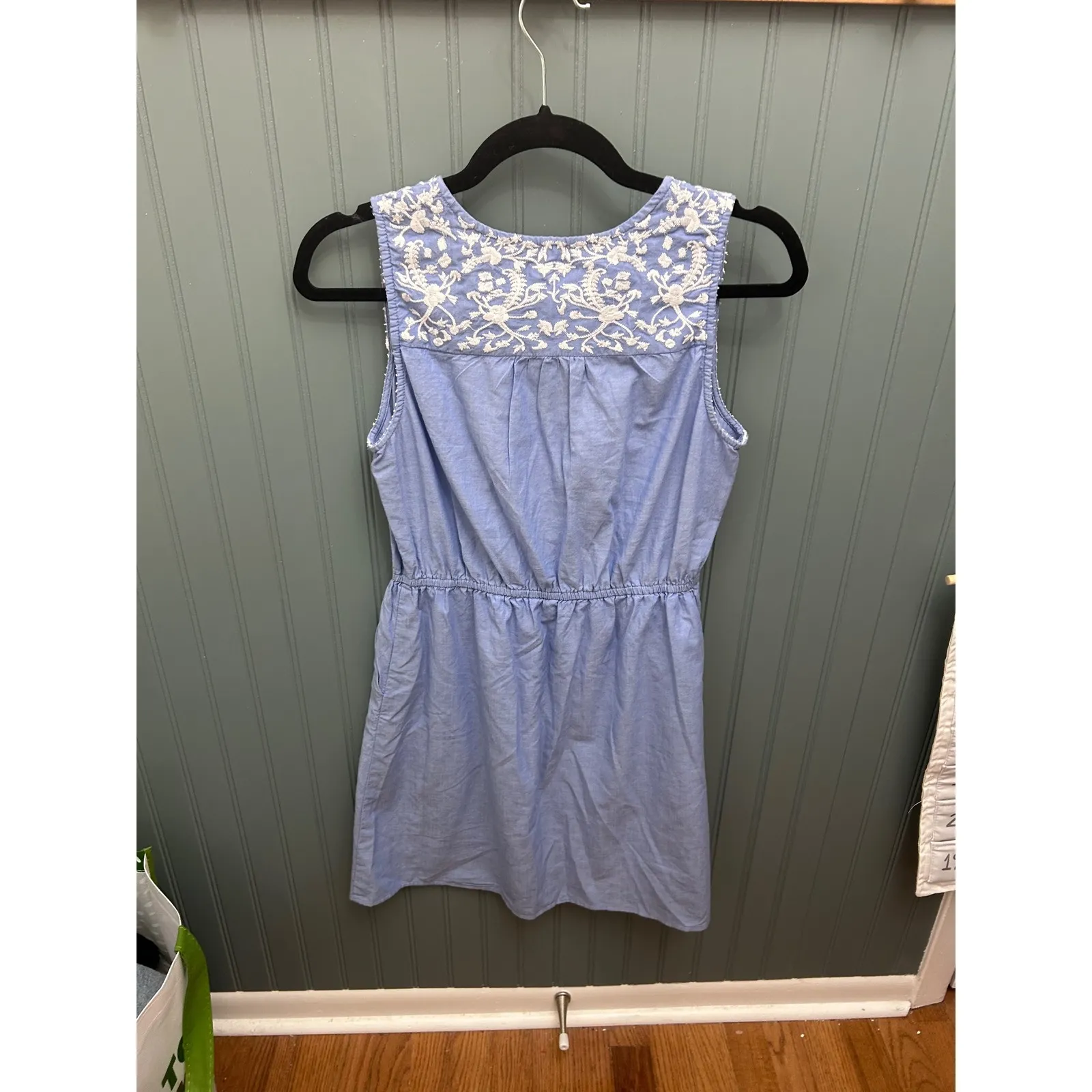 Skies Are Blue Chambray Embroidered Tassel Dress Women's Size S - Image 5