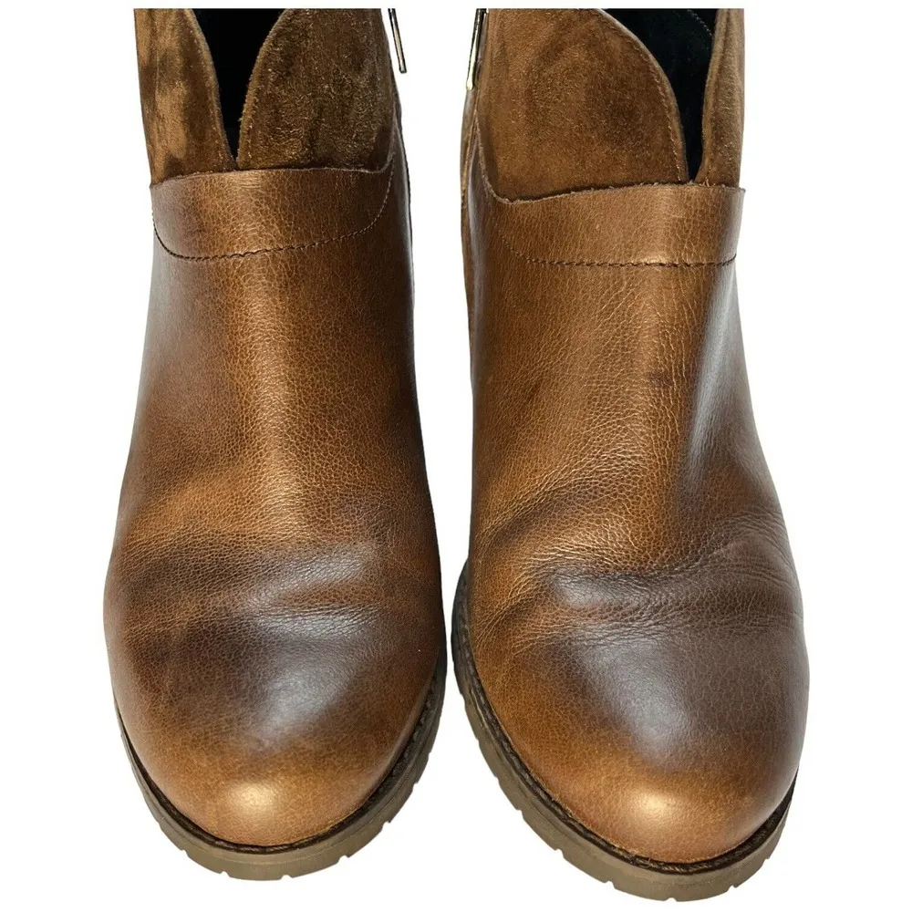 Clarks Artisan Mission Parker Leather Heeled Ankle Chelsea Bootie Brown 7.5 - Image 10