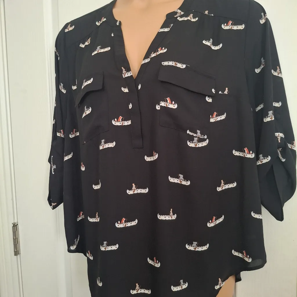 Torrid Sz 1 Black Printed Women's Top - Image 5