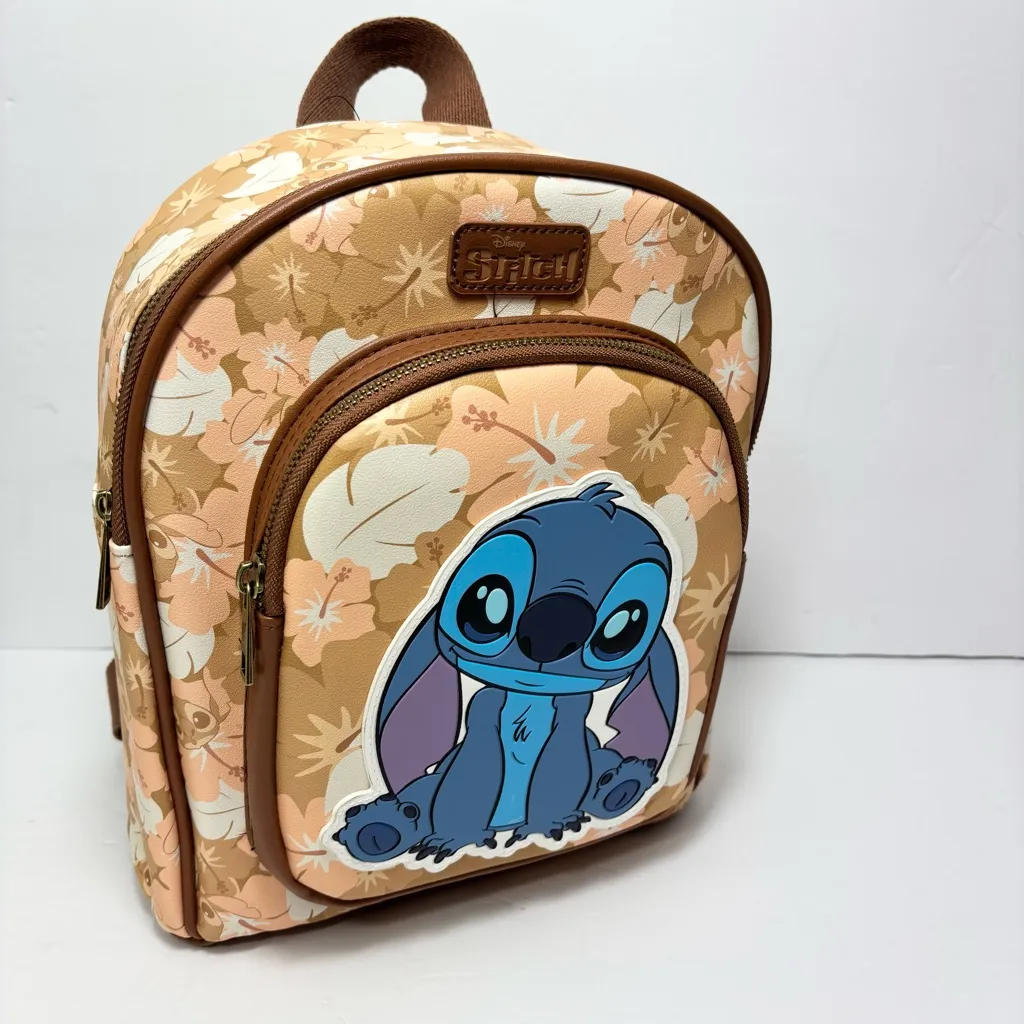 Disney‎ Stitch Floral Backpack Brown,Tan, Fall Halloween New Blue - Image 7