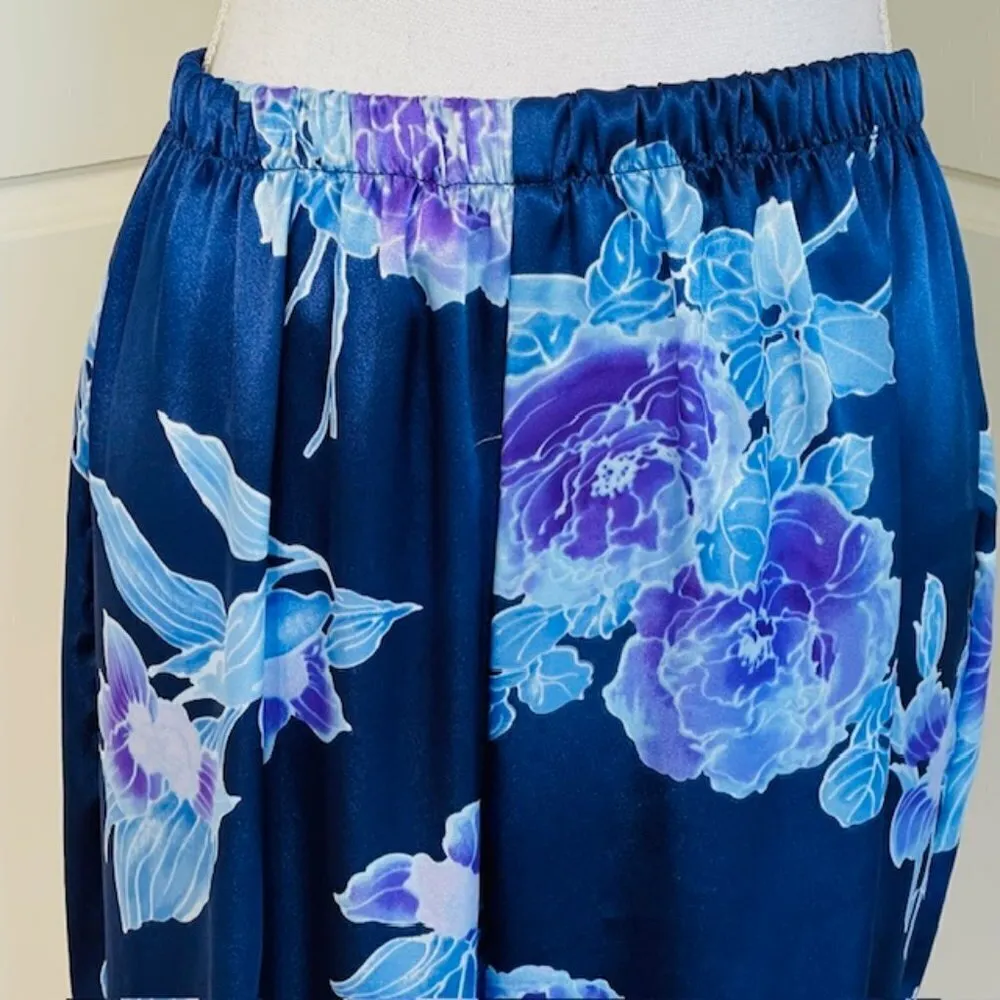 Vintage California Dynasty Satin Pajamas & Robe Floral Lingerie Set Medium Blue - Image 11