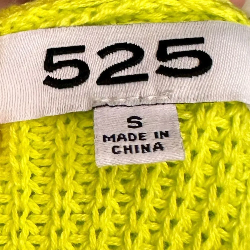 525 Shaker Hoodie Knit Green Neon Oversized Sweater Size S - Image 4