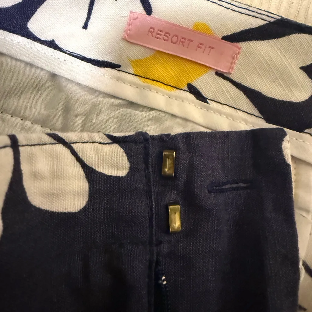 Lilly Pulitzer Daisy Floral Resort Pants Navy Yellow Cotton Size 6 - Image 10
