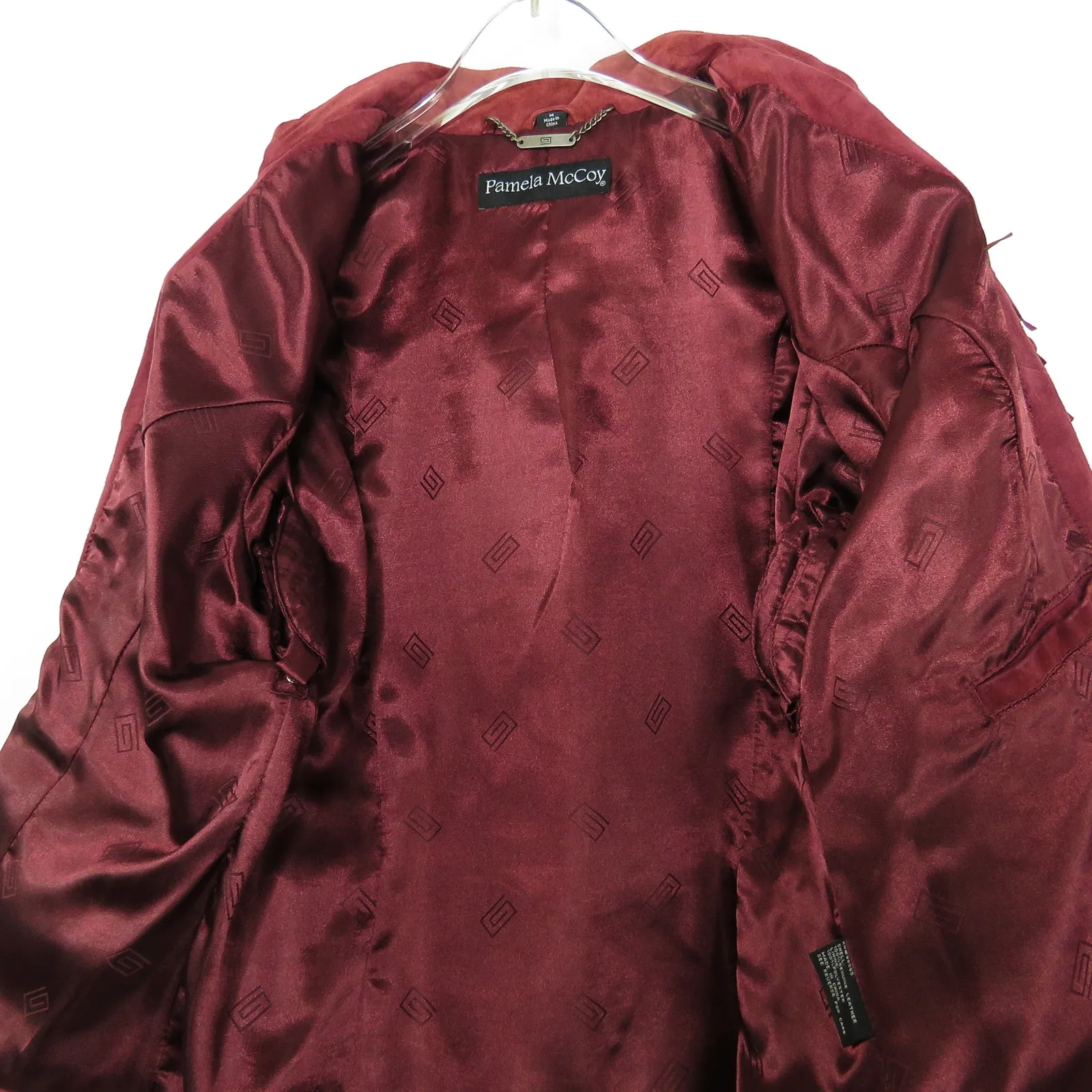 Pamela McCoy 1990s Vintage Leather Jacket Burgundy Suede Leather Jacket Medium Red - Image 3