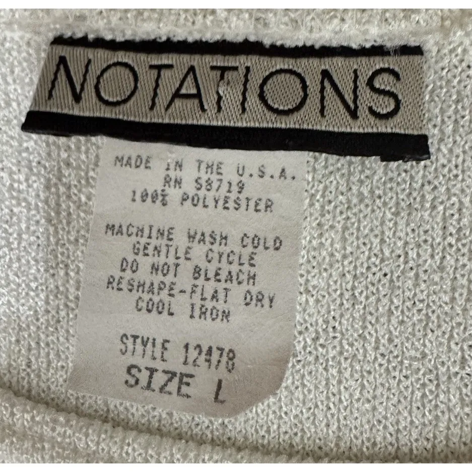 VTG 80s NWT Grannycore FAIRY COTTAGE L Crocheted‎ USA Cardigan Grunge Victoria White Size 12 - Image 2