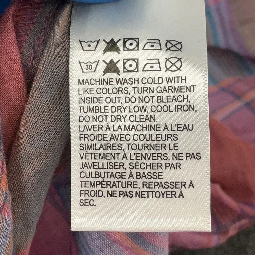 Lucky Brand Women's Yarndyed Smocked Shoulder Blouse Mauve Plaid Plus Size 2X - Image 6